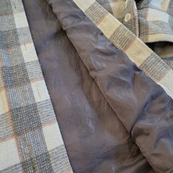 Shacket wool plaid flannel neutral oversized warm jacket sz S - Picture 4 of 7
